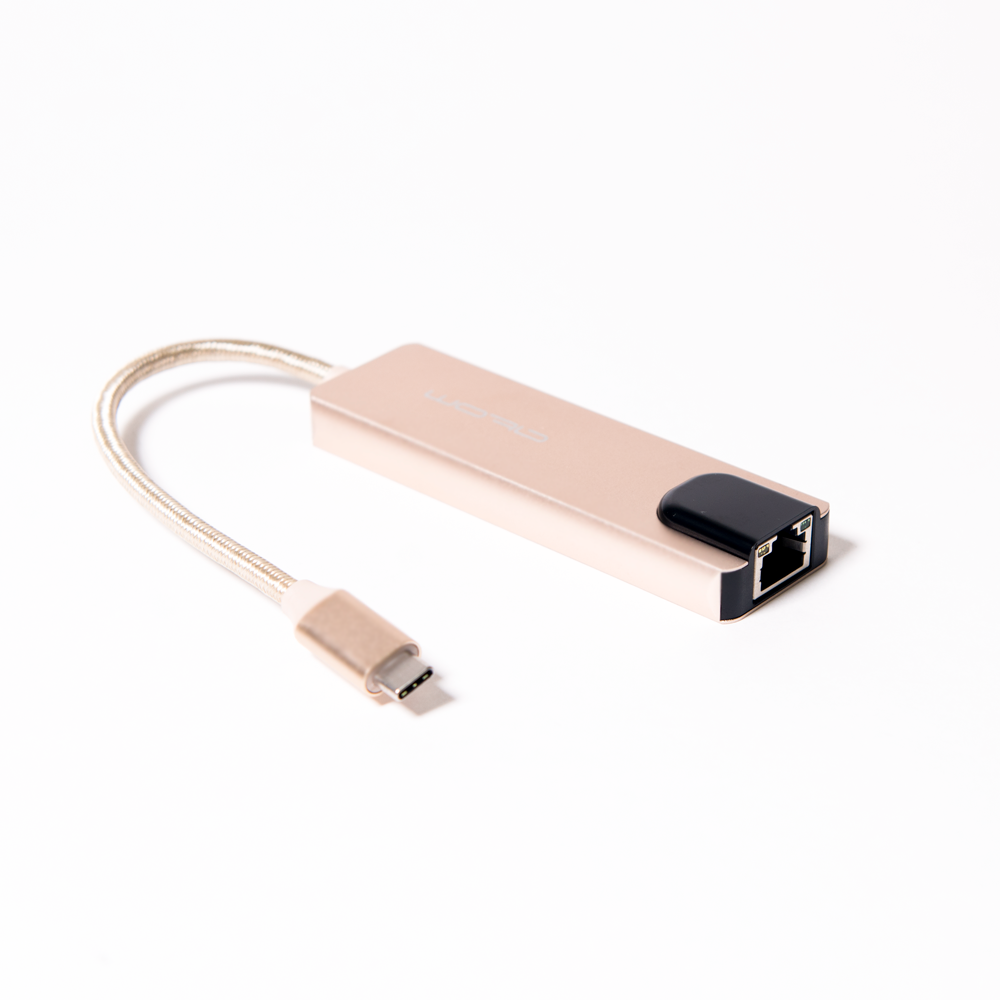 Хаб atom evolution USB Type-C 3.1 - 2*USB А 3.0/HDMI/USB Type-C(зарядка)/RJ45 golden оптом