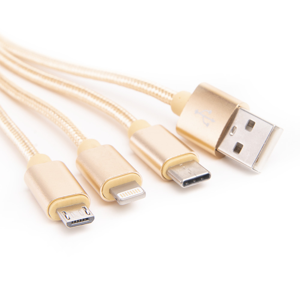 Шнур ATOM | USB A 2.0-USB Type-C,USB B micro,Lightning, 0,2 оптом