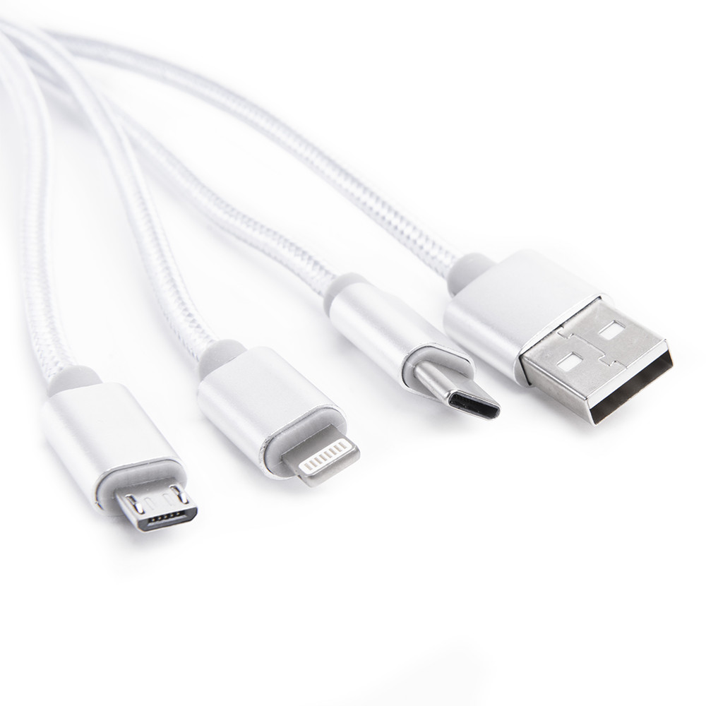 Шнур ATOM | USB A 2.0-USB Type-C,USB B micro,Lightning, 1m оптом