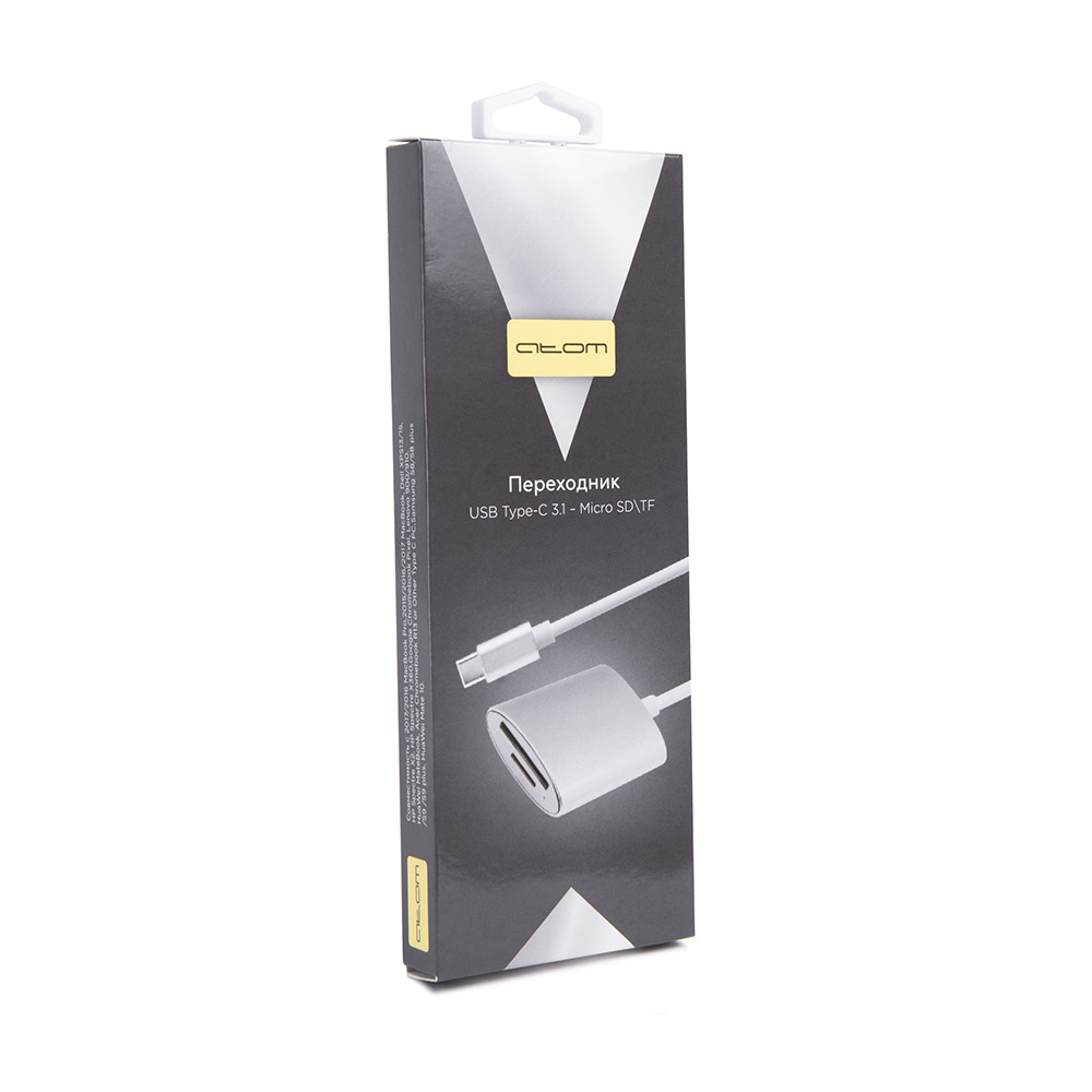 Переходник ATOM | USB Type-C 3.1 - Micro SD\SD, 0,15 м (шт/гн) silver оптом